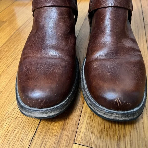 Frye Brown Leather Men's Boots harness back zipper sz 10.5 - Picture 3 of 8